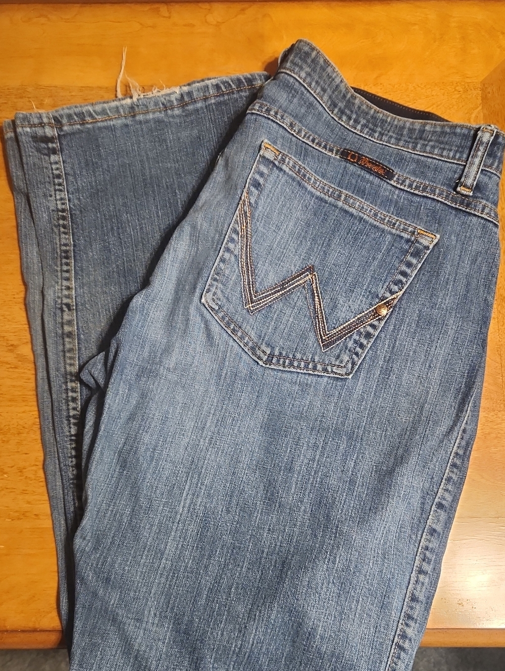 Wrangler Women's Blue Boot Cut Jeans with Signature Pocket Stitch